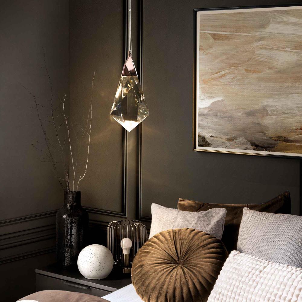 Lustrous Rose Gold Crystal Pendant Light