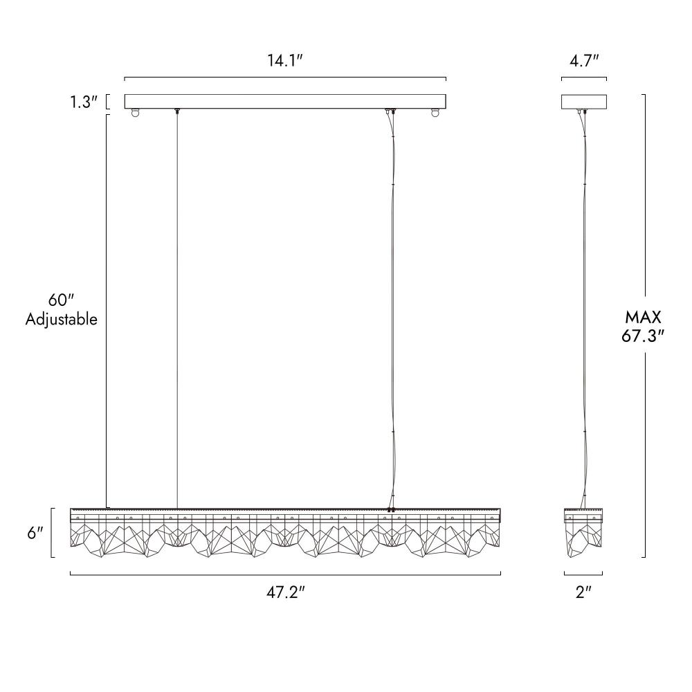 Grandeur Bronze Crystal Linear Chandelier