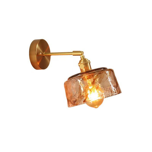 Japanese Vintage Brass & Glass Wall Sconce