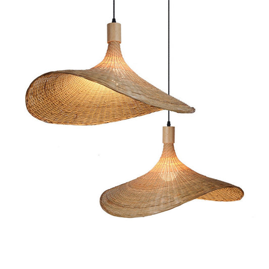Handwoven Bamboo Pendant Light – Zen-Inspired Tea Room Lamp